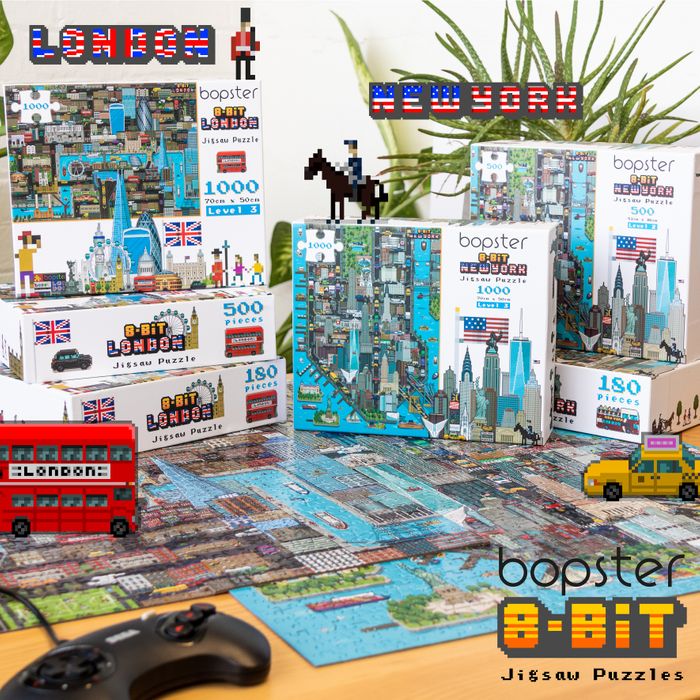 bopster 8-Bit London & New York City Pixel Jigsaw Puzzles